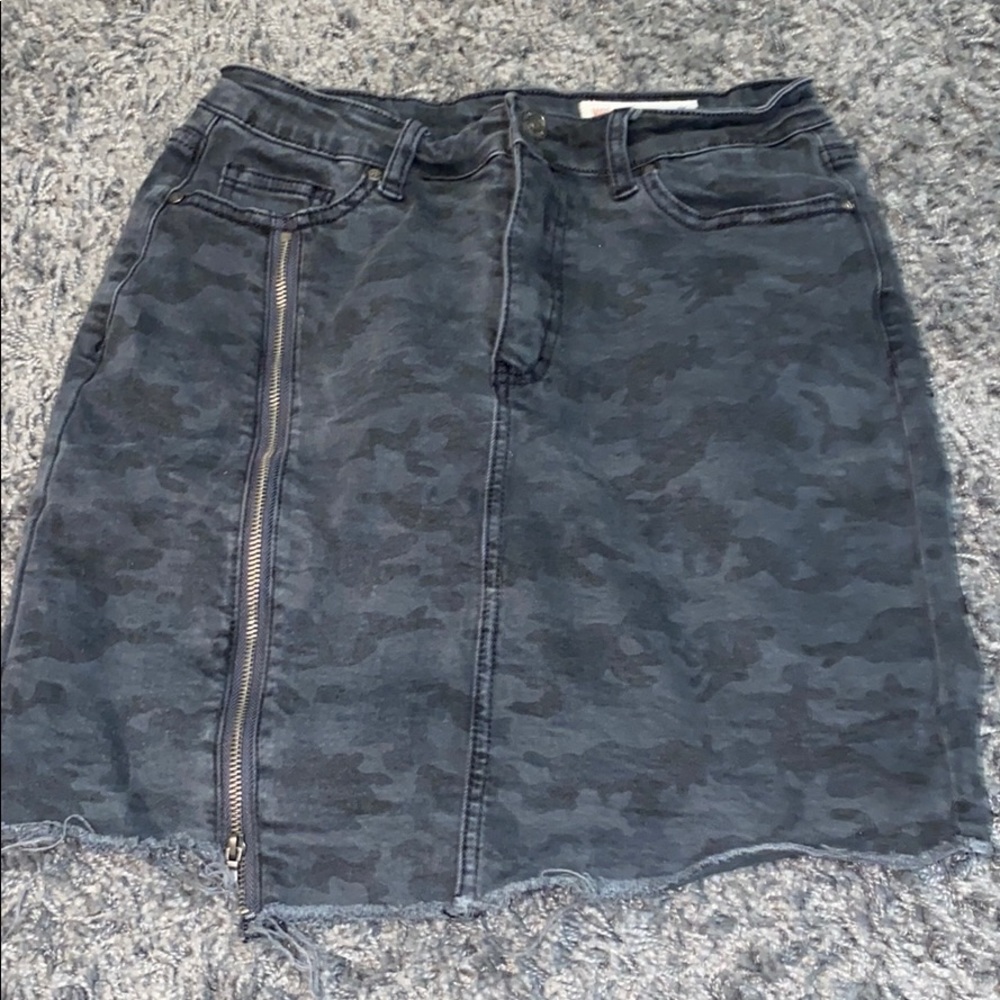 Navy blue/ grey camo jean skirt